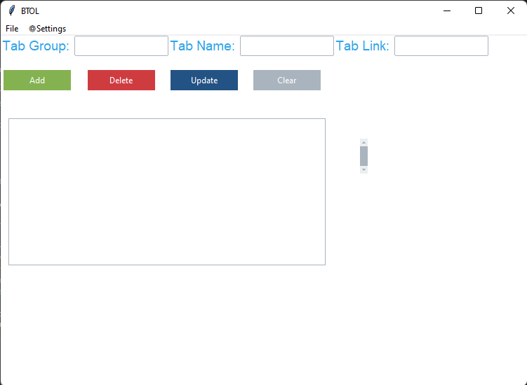 BTOL Add Page Screen